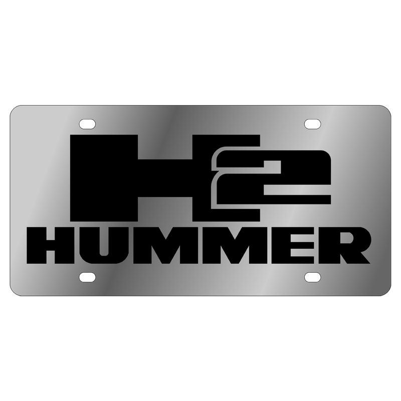 Eurosport Daytona H2 Hummer, (Black Logo) Stainless Steel License Plate