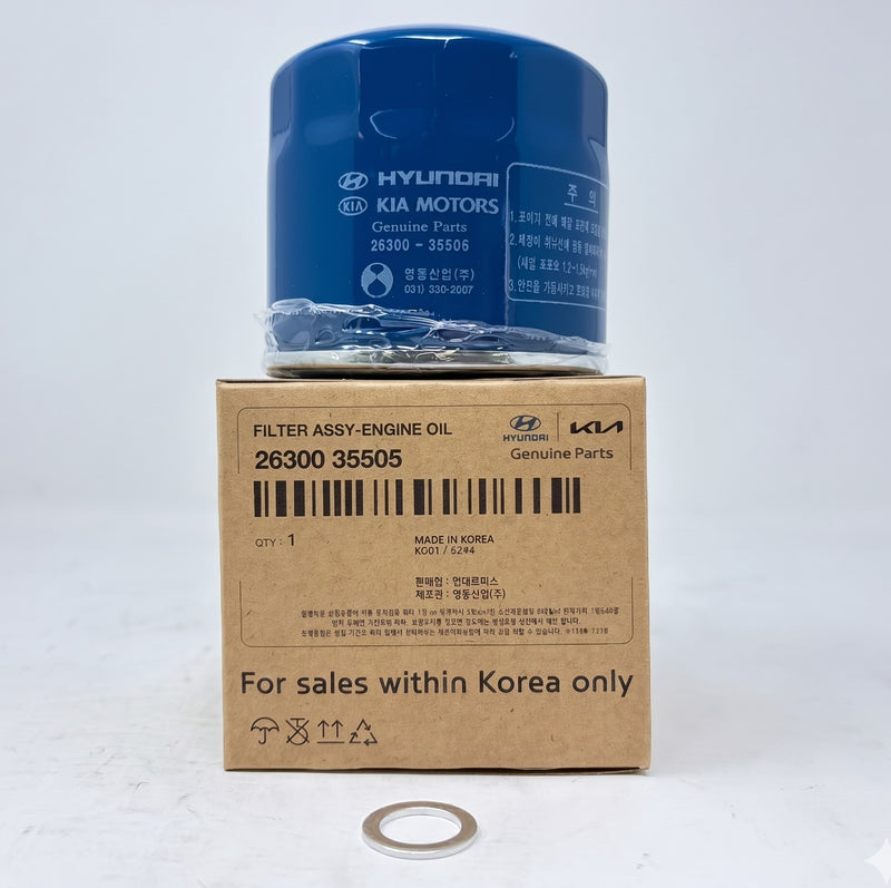 GENUINE Engine Oil Filter & Washer for Hyundai Kia OEM 2630035505