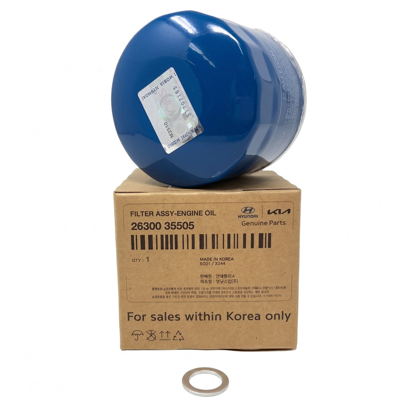 GENUINE Engine Oil Filter & Washer for Hyundai Kia OEM 2630035505