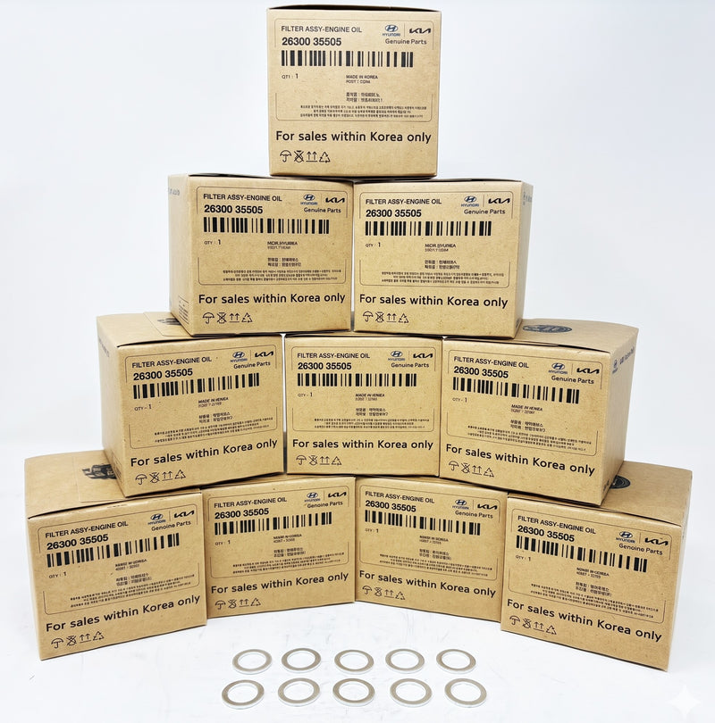 GENUINE Engine Oil Filter & Washer for Hyundai Kia OEM 2630035505 10-Pack