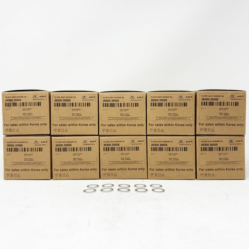 GENUINE Engine Oil Filter & Washer for Hyundai Kia OEM 2630035505 10-Pack