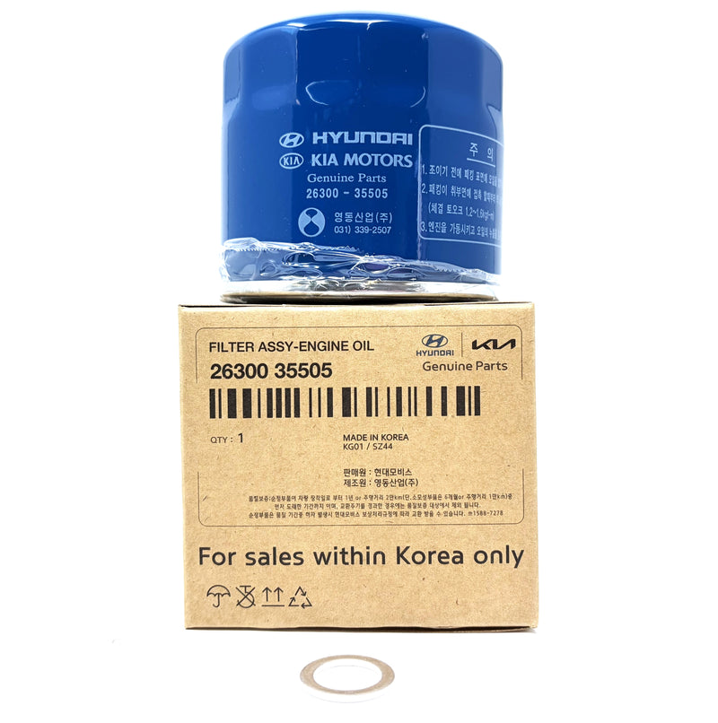 GENUINE Engine Oil Filter & Washer for Hyundai Kia OEM 2630035505
