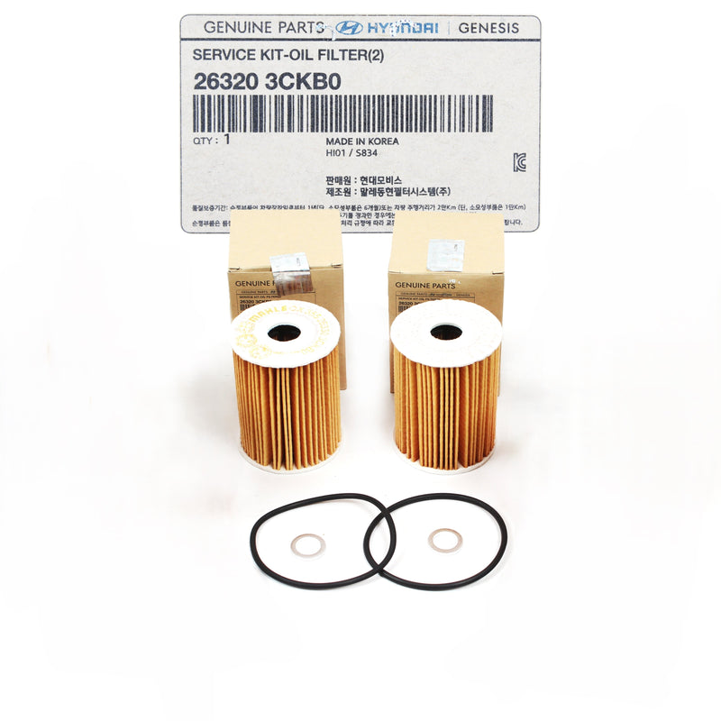 Oil Filters 2PACK for 14-23 Genesis Hyundai Kia 3.3L 3.8L 263203CKB0 GENUINE
