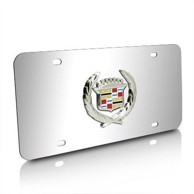 Au-Tomotive Gold Cadillac Classic Logo Chrome Stainless Steel License Plate