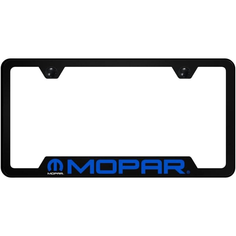 Au-TOMOTIVE GOLD UV Black Polycarbonate Notched License Plate Frame for Mopar