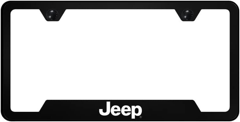 Au-TOMOTIVE GOLD, INC. Black Polycarbonate Notched License Plate Frame for Jeep