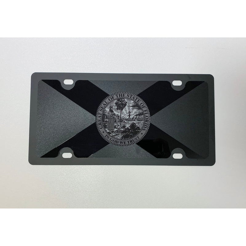 Eurosport Daytona Carbon Steel License Plate- Black Florida State Flag Opaque