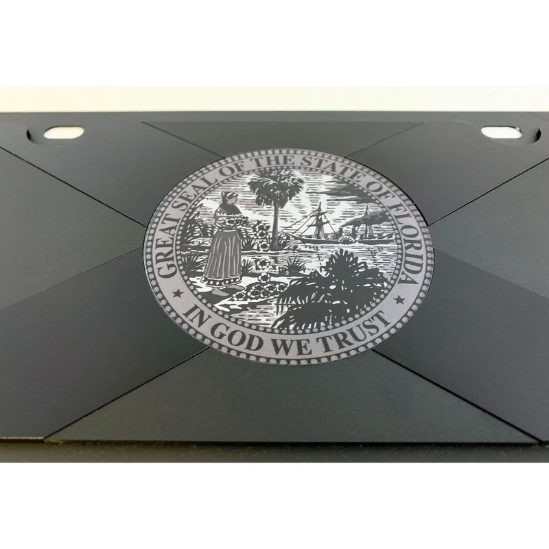 Eurosport Daytona Carbon Steel License Plate- Black Florida State Flag Opaque