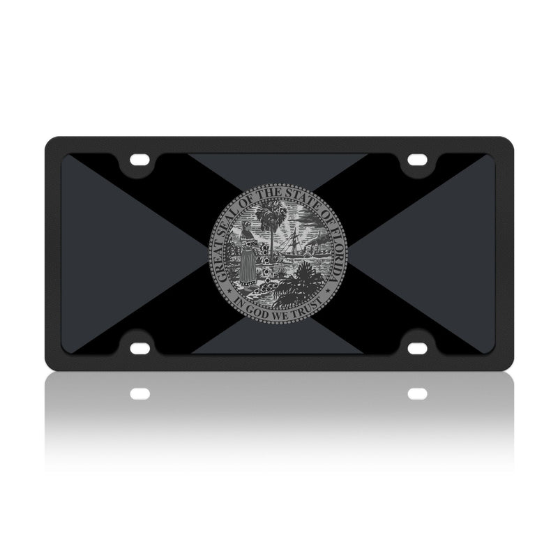 Eurosport Daytona Carbon Steel License Plate- Black Florida State Flag Opaque