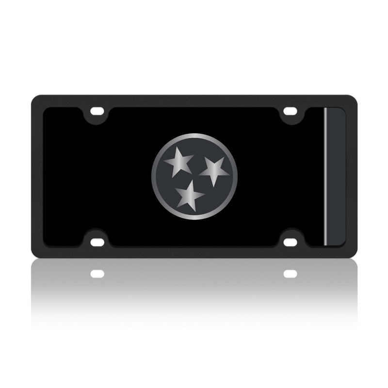 Eurosport Daytona Tennessee State Flag- Blacked Out Carbon Steel License Plate