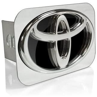 Au-Tomotive Gold Inc. Toyota 3D Logo Black Infill Chrome Tow Hitch Cover, Official Licensed