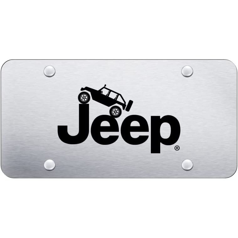 Au-TOMOTIVE GOLD Officially Licensed Jeep Climbing Stainless Steel License Plate