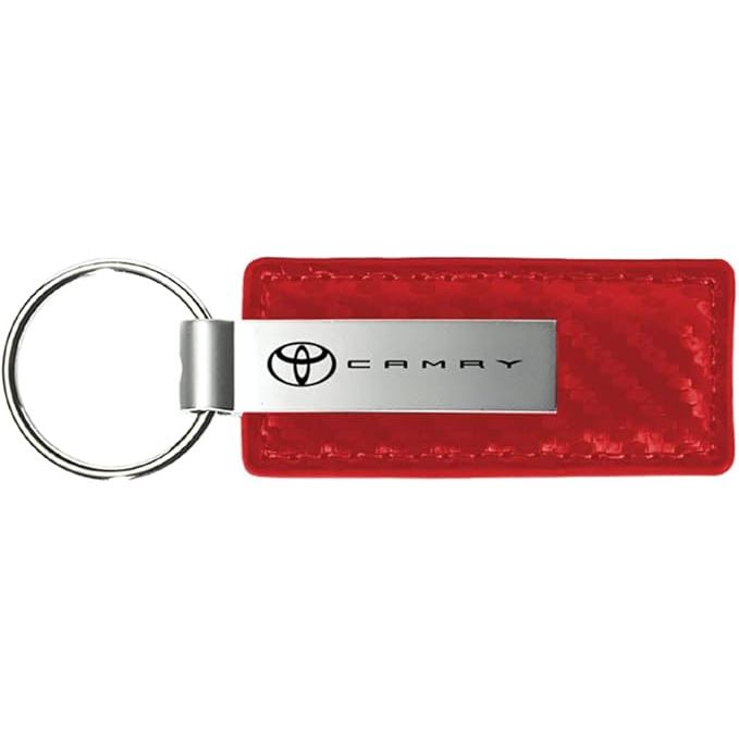 AU-TOMOTIVE GOLD Carbon Fiber Rectangular Leather Key Chain for Toyota Camry Red