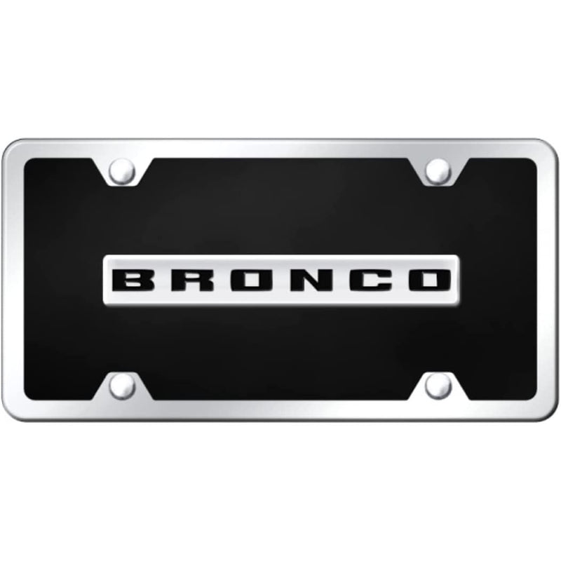 Au-Tomotive Gold, Acrylic License Plate Ford Bronco Chrome Name Badge on Black
