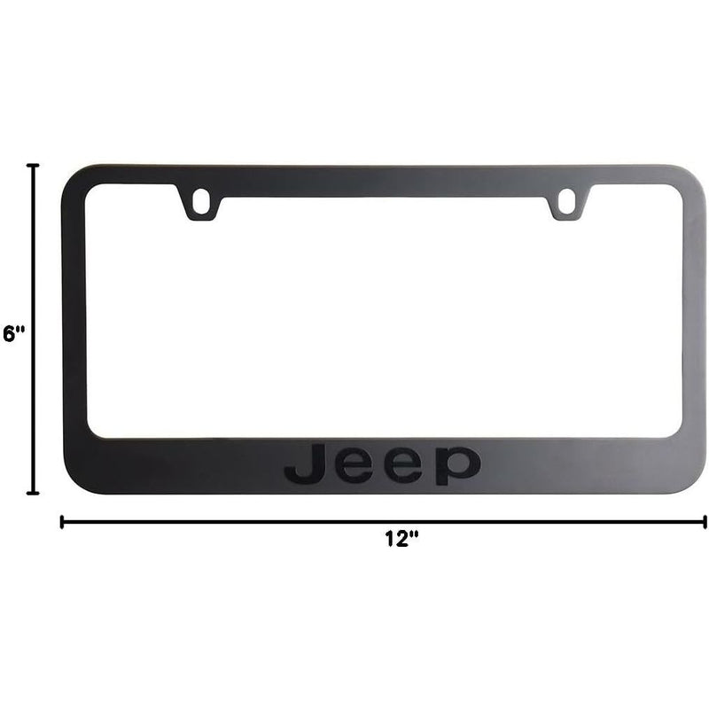 Jeep Stealth Blackout License Plate Frame - Black with Black Script Logo