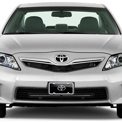 Au-TOMOTIVE GOLD Inc., TOYOTA Logo Black Acrylic License Plate with Chrome Frame Kit