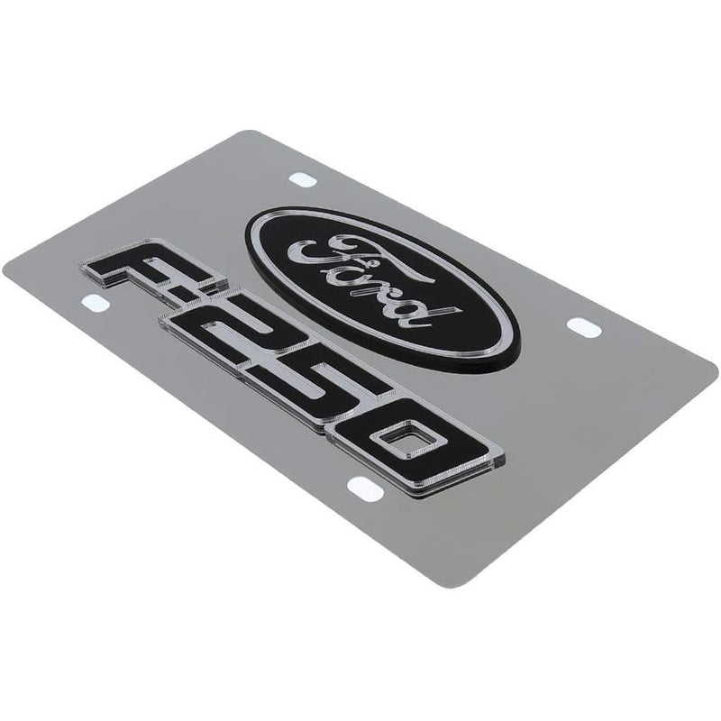 Eurosport Daytona Dual Logo License Plate for Ford F250 (Black On Chrome)