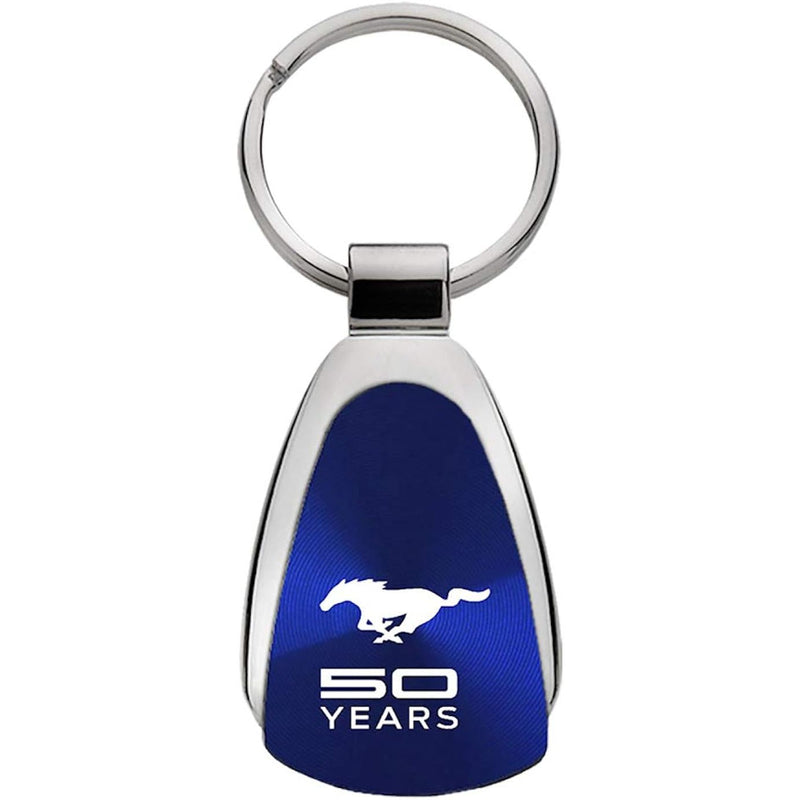 Au-TOMOTIVE GOLD Teardrop Keychain for Ford Mustang 50 years (Blue)