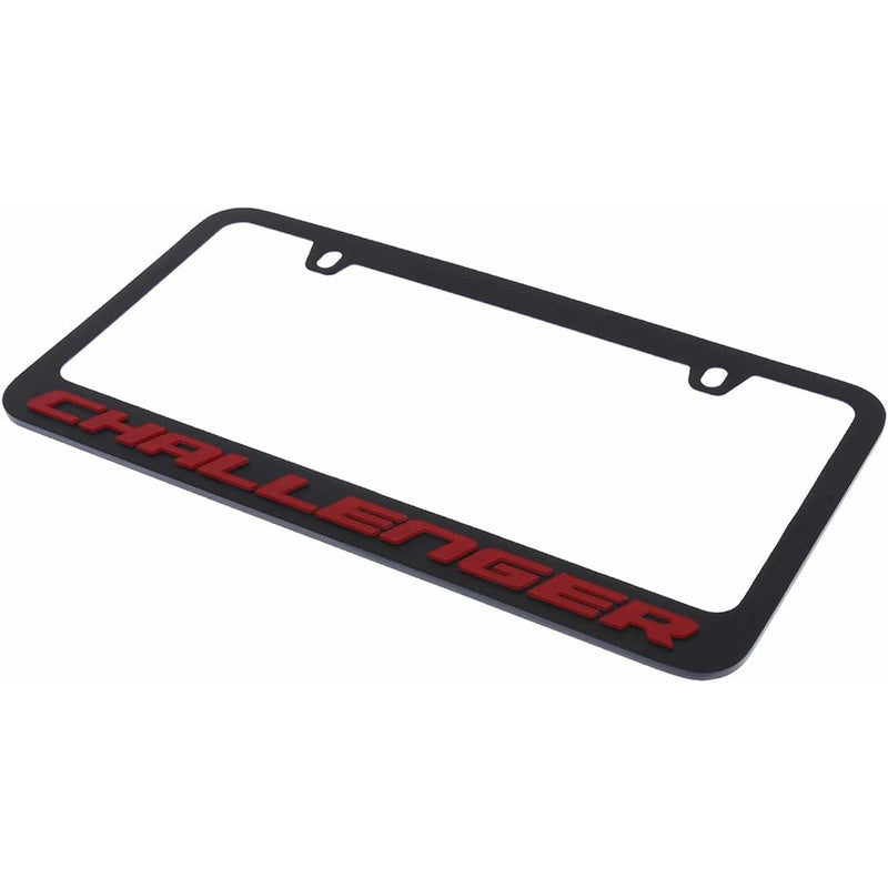 Eurosport Daytona Logo License Plate Frame for Dodge Challenger (Red on Black)