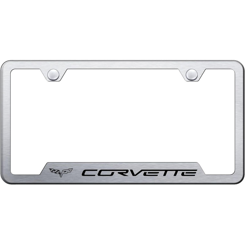 Au-TOMOTIVE GOLD License Plate Frame for Chevy Corvette C6 (Brushed Chrome)