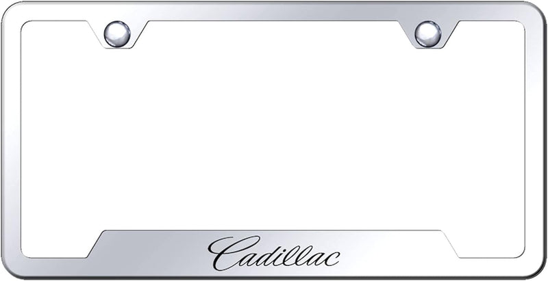 Au-TOMOTIVE GOLD Laser Etched Cut-Out License Plate Frame for Cadilac (Chrome)