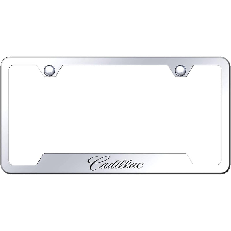 Au-TOMOTIVE GOLD Laser Etched Cut-Out License Plate Frame for Cadilac (Chrome)