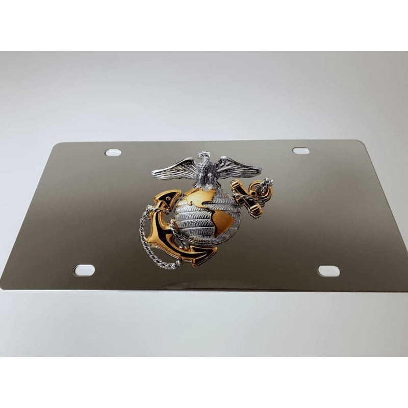 Eurosport Daytona- Marines Silver and Gold Logo Stainless Steel License Plate