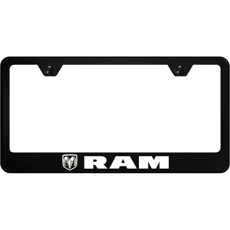 Au-TOMOTIVE GOLD UV Print Black Polycarbonate License Plate Frame for Dodge Ram