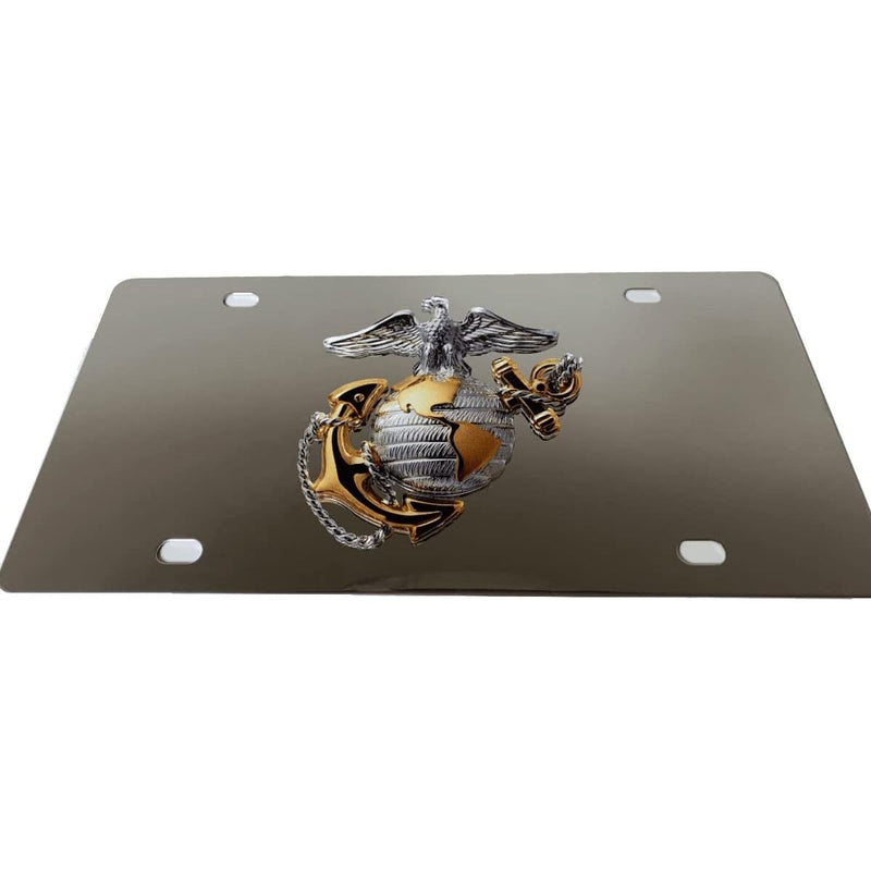 Eurosport Daytona- Marines Silver and Gold Logo Stainless Steel License Plate