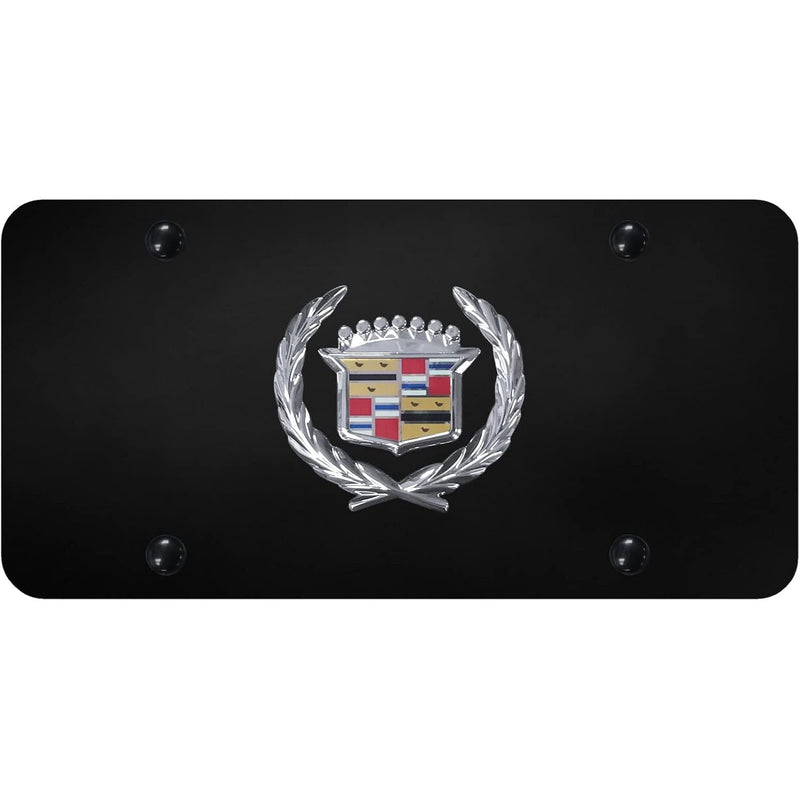 Auto Gold CADCB Chrome On Black License Logo Plate, Cadillac