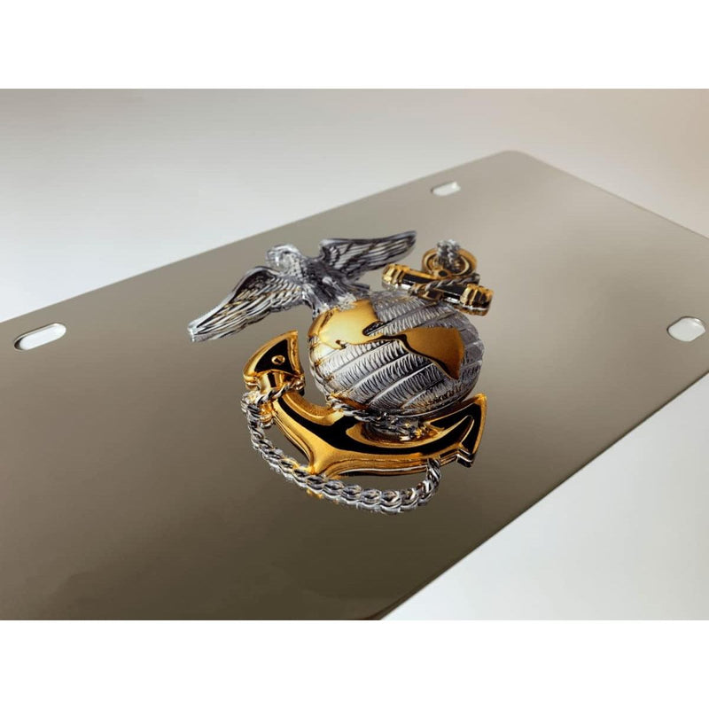 Eurosport Daytona- Marines Silver and Gold Logo Stainless Steel License Plate