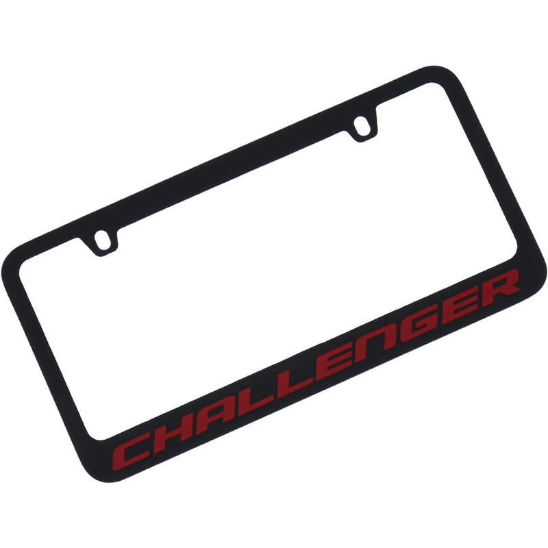 Eurosport Daytona Logo License Plate Frame for Dodge Challenger (Red on Black)