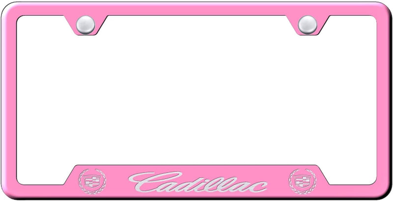 Au-TOMOTIVE GOLD Laser Etched Logo Cut-Out License Plate Frame for Cadilac (Pink)