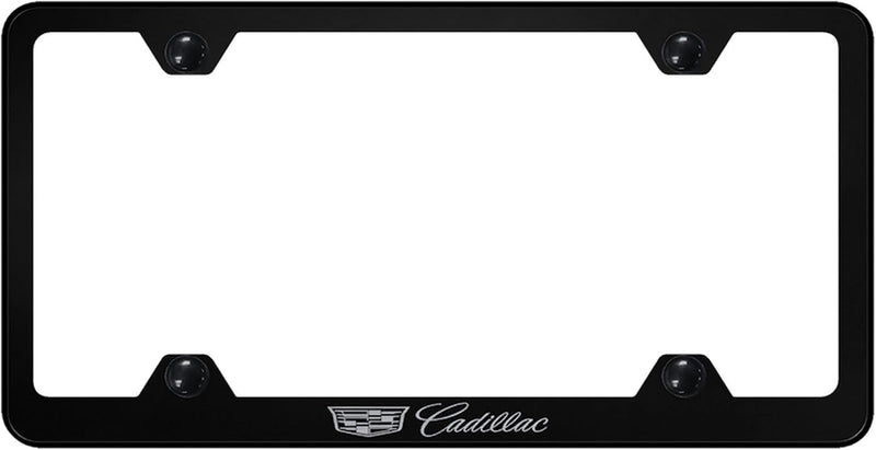 Au-TOMOTIVE GOLD Stainless Steel License Plate Frame Cadilac (Silver on Black)