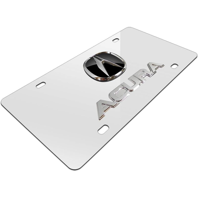 Au-Tomotive Gold, INC. Acura Chrome Logo + Name On Polished License Plate