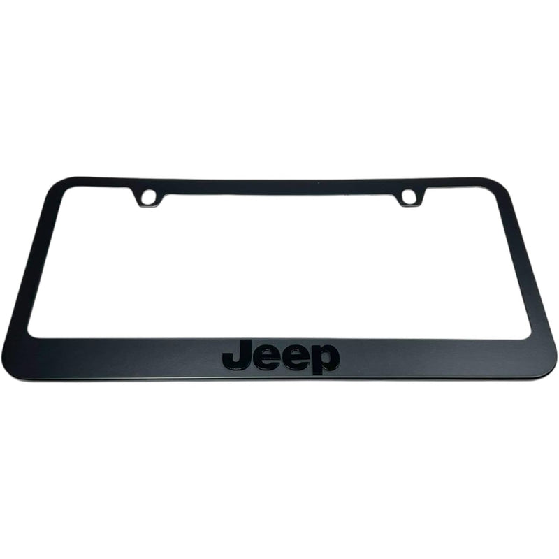 Jeep Stealth Blackout License Plate Frame - Black with Black Script Logo