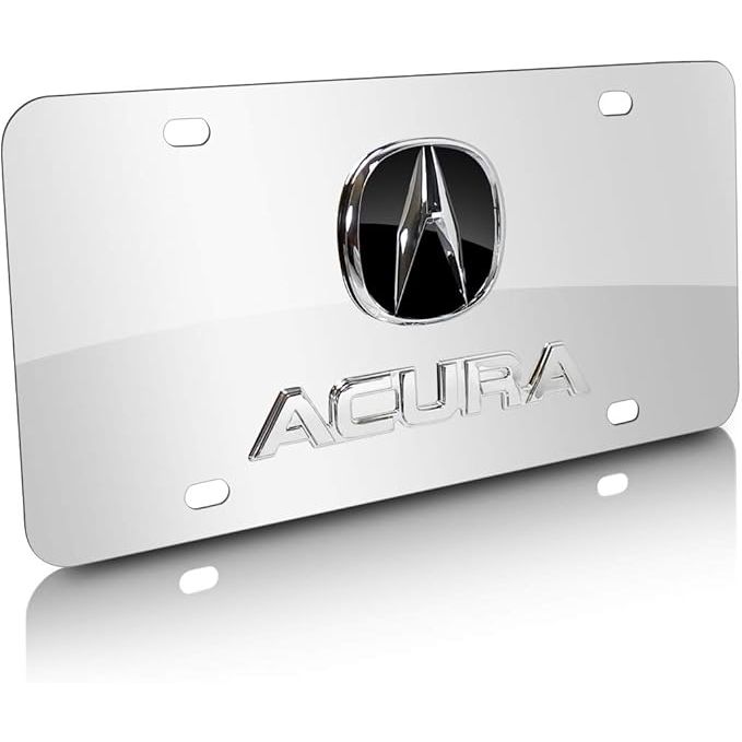 Au-Tomotive Gold, INC. Acura Chrome Logo + Name On Polished License Plate