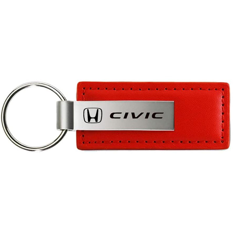 Au-Tomotive Gold, INC. Honda Civic Red Leather Car Key Chain, Official Licensed
