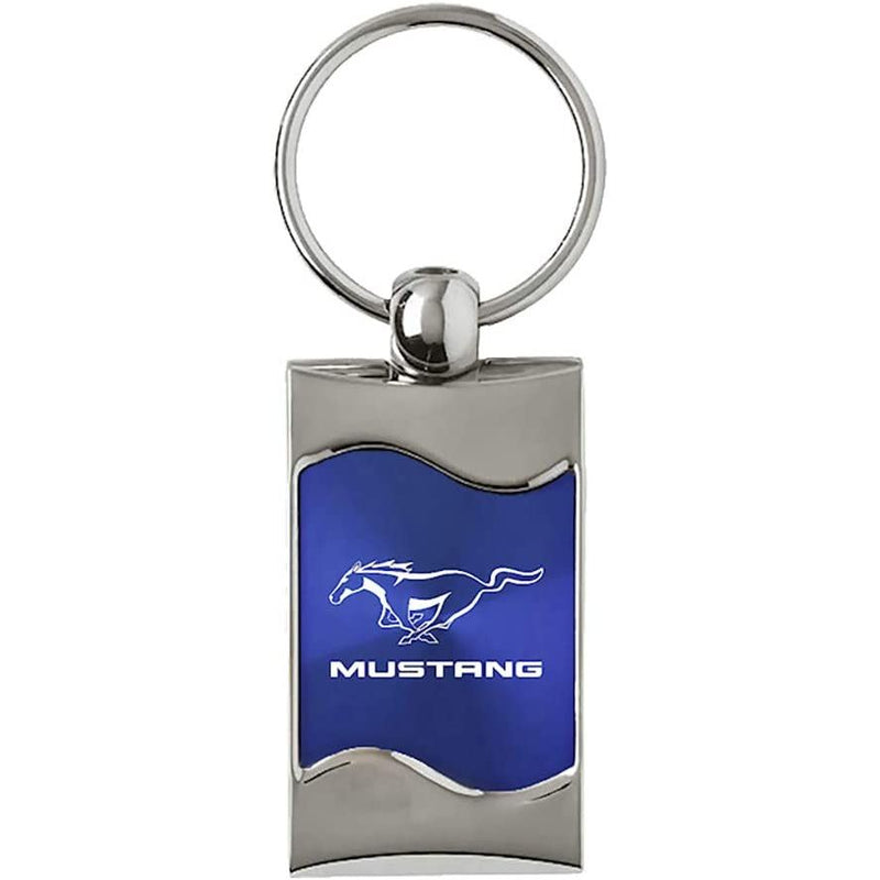 Au-Tomotive Gold, Ford Mustang Blue Spun Brushed Metal Key Chain