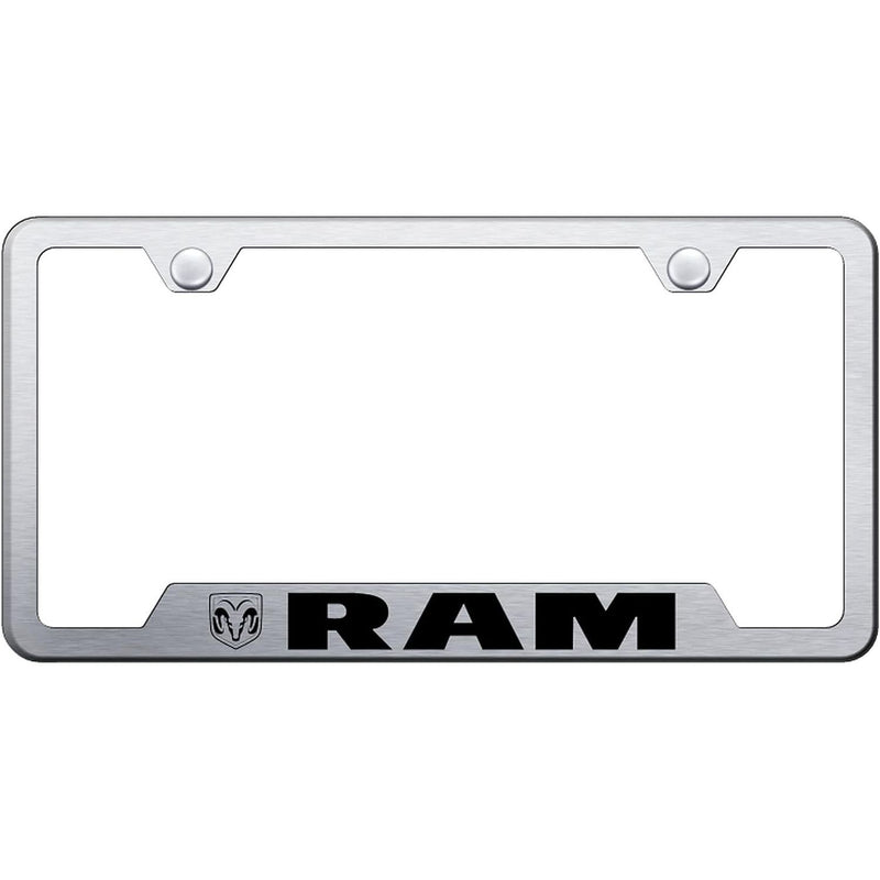 Automotive Gold Laser Etched Brushed RAM Cut-Out Frame