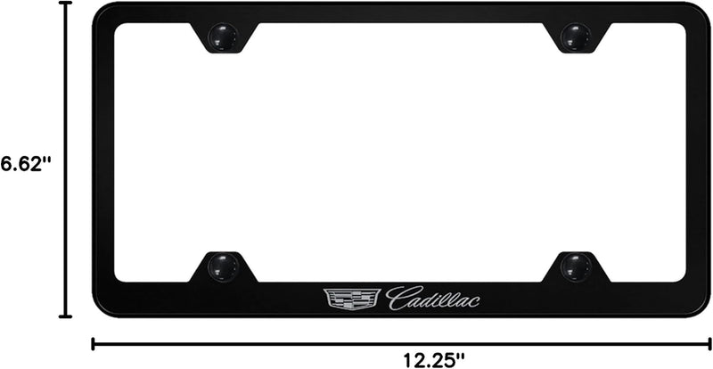 Au-TOMOTIVE GOLD Stainless Steel License Plate Frame Cadilac (Silver on Black)
