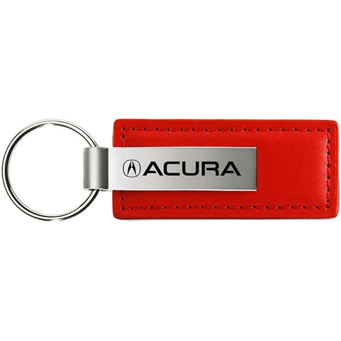 Au-TOMOTIVE GOLD Rectangular Leather Key Chain Compatible for Acura (Red)