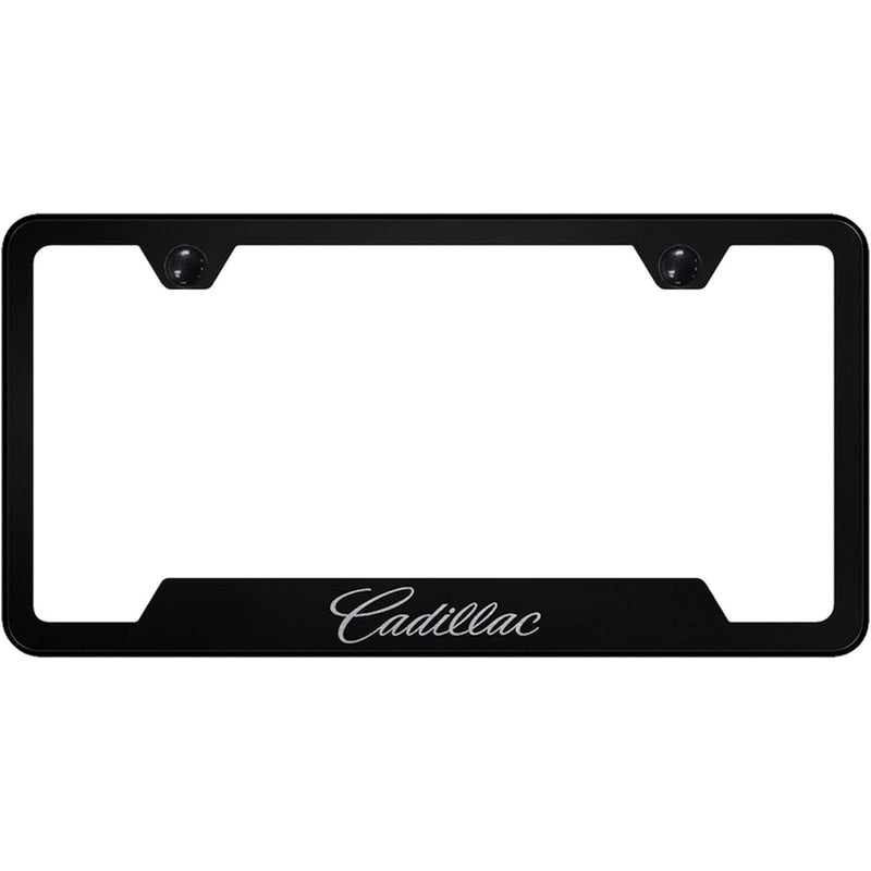 Au-TOMOTIVE GOLD Laser Etched Logo Cut-Out License Plate Frame for Cadilac (Black)