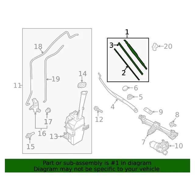 Front Windshield Wiper Blade RIGHT RH for 19-24 G90 Santa Fe Tucson K900 GENUINE