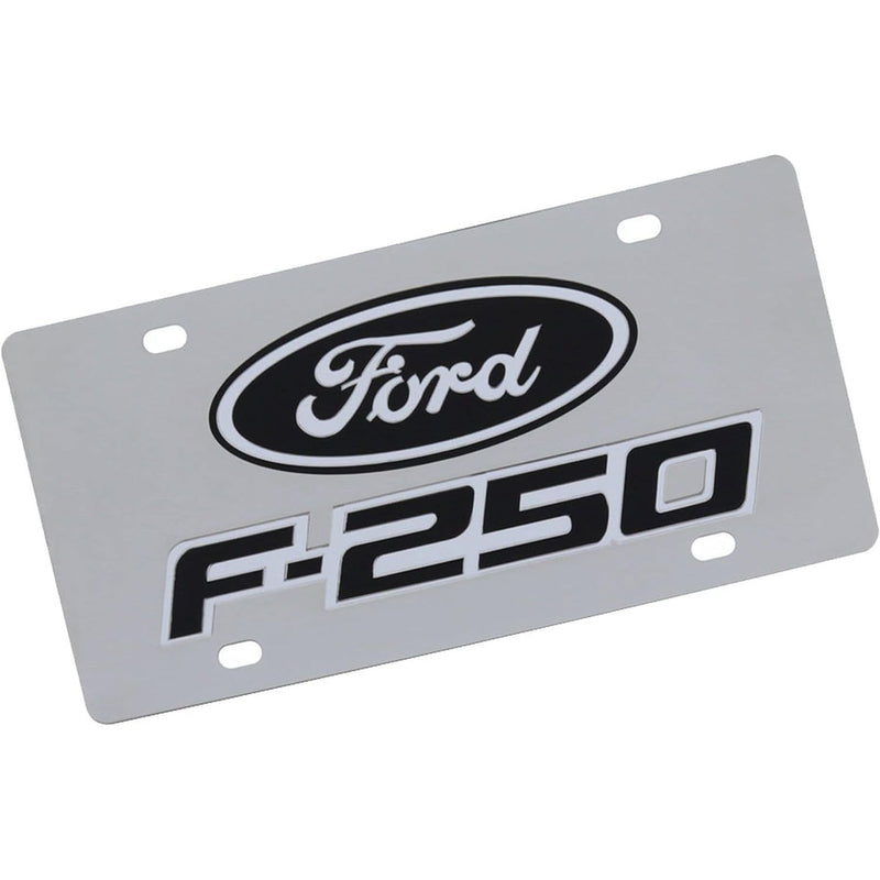 Eurosport Daytona Dual Logo License Plate for Ford F250 (Black On Chrome)