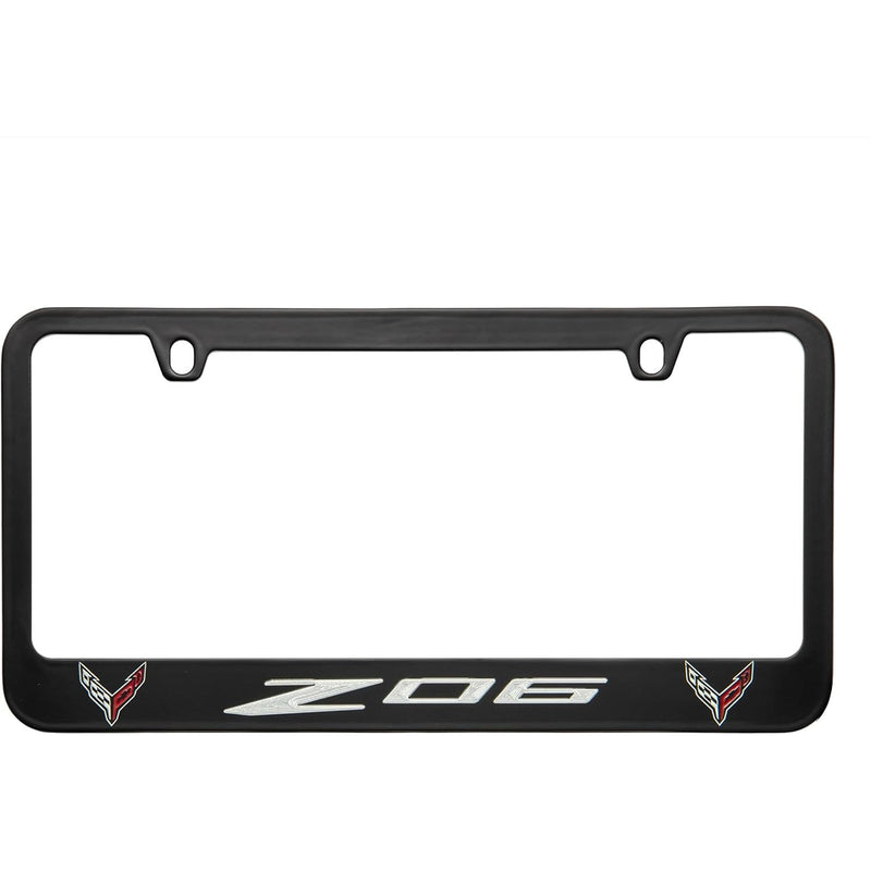 Corvette C8 Z06 2 Logo Black License Plate Frame