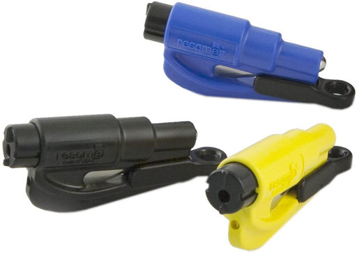Resqme The Original Keychain Car Escape tool,  Made in USA (Black/Yellow/Blue) - Pack of 3