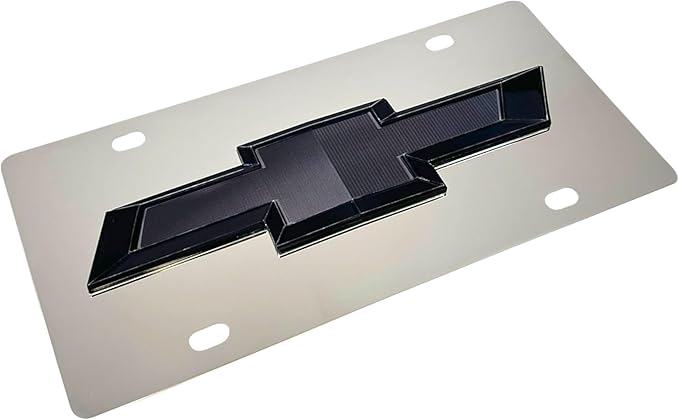 Eurosport Daytona- Compatible with -, Black Chevrolet Bowtie Stainless Steel License Plate