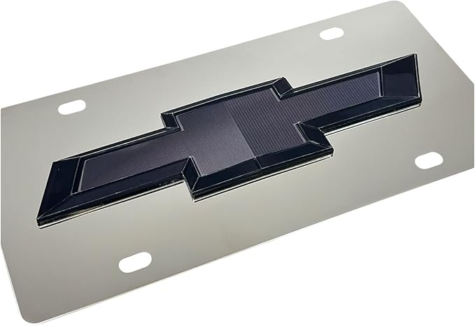 Eurosport Daytona- Compatible with -, Black Chevrolet Bowtie Stainless Steel License Plate