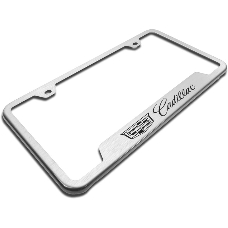Automotive Gold Laser Etched Brushed Cadillac Cut-Out Frame